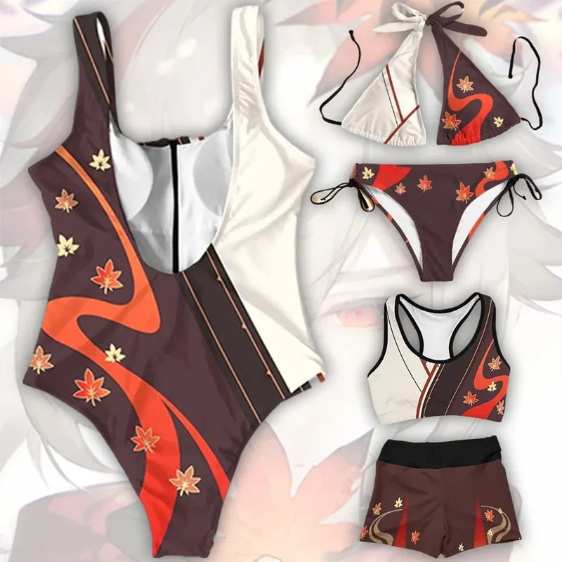 Anime Cosplay Simple - 2023 Anime Kaedehara Kazuha Swimsuit Cute
