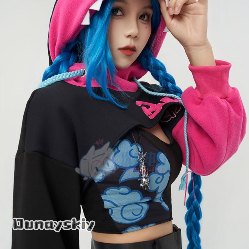 Dunayskiy@Jinx Arcane Hoodie C – Anime Cosplay Blue Hair recenzja i cena