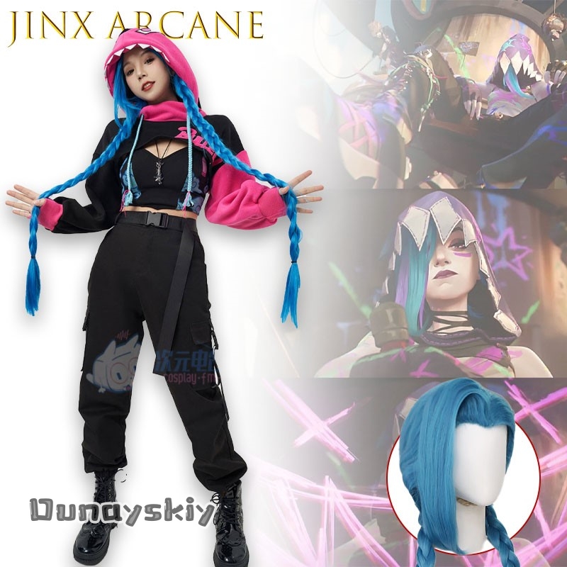 Dunayskiy@Jinx Arcane Hoodie C – Anime Cosplay Blue Hair recenzja i cena