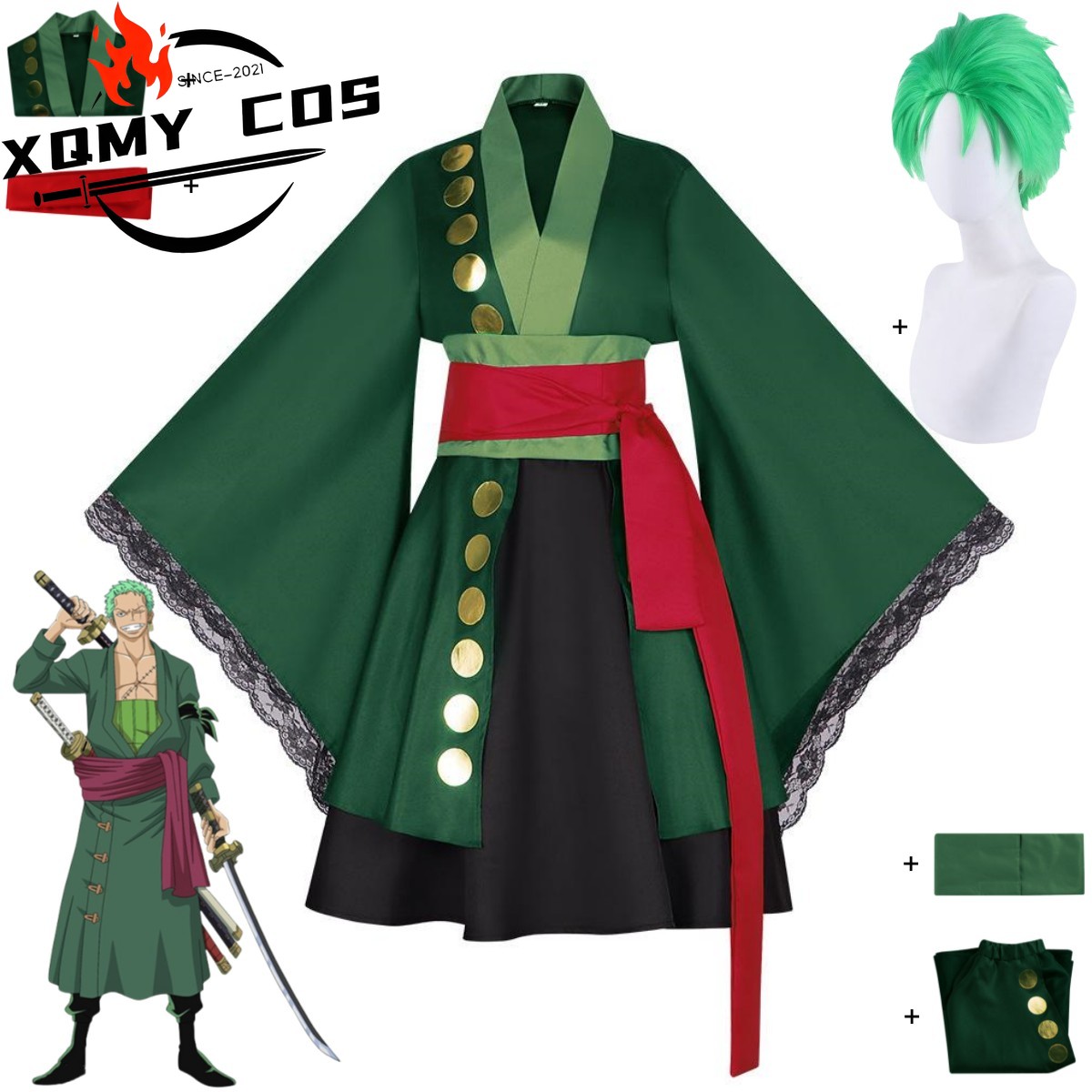 XqAnime Roronoa Zoro Cosplay C – Anime Zoro Cosplay Female recenzja i cena