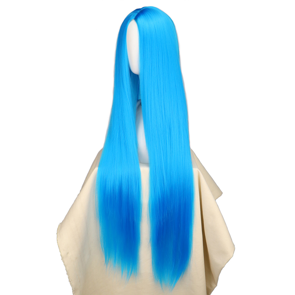 QQXCAIW Cosplay 100cm Long Blu – Anime Cosplay Blue Hair recenzja i cena
