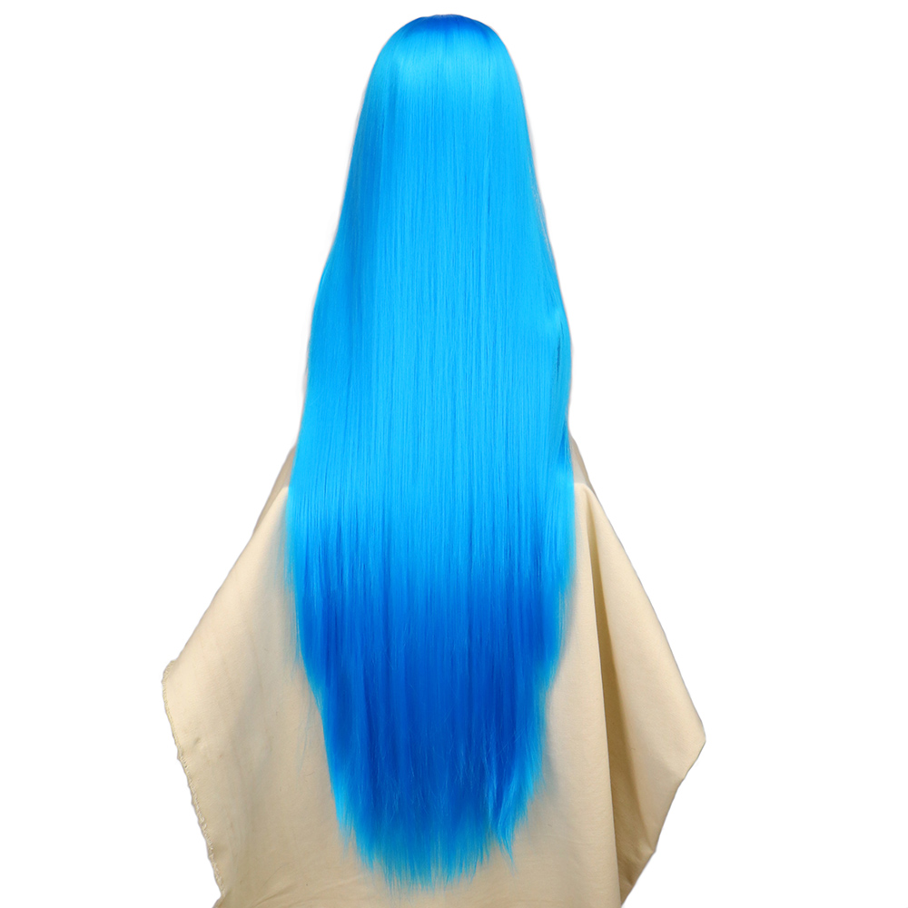 QQXCAIW Cosplay 100cm Long Blu – Anime Cosplay Blue Hair recenzja i cena